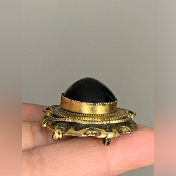 Signed Original By Robert Oval Victorian Black Glass Cabochon Brooch / Pendant - Picture 5 of 13